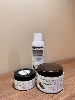 Set camoscio, pelle bianca, pelle testa di moro